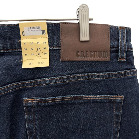 NEW C.O.F. STUDIO Mens M1 Slim True Worn Wash Blue Jeans Size 38 NWT 0042 - Picture 6 of 14